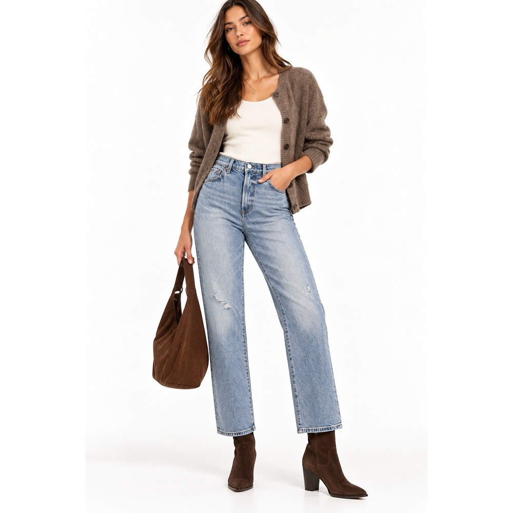 Pistola Ally High Rise Vintage Ankle Boot Jeans Scholar Distressed 27 NWT